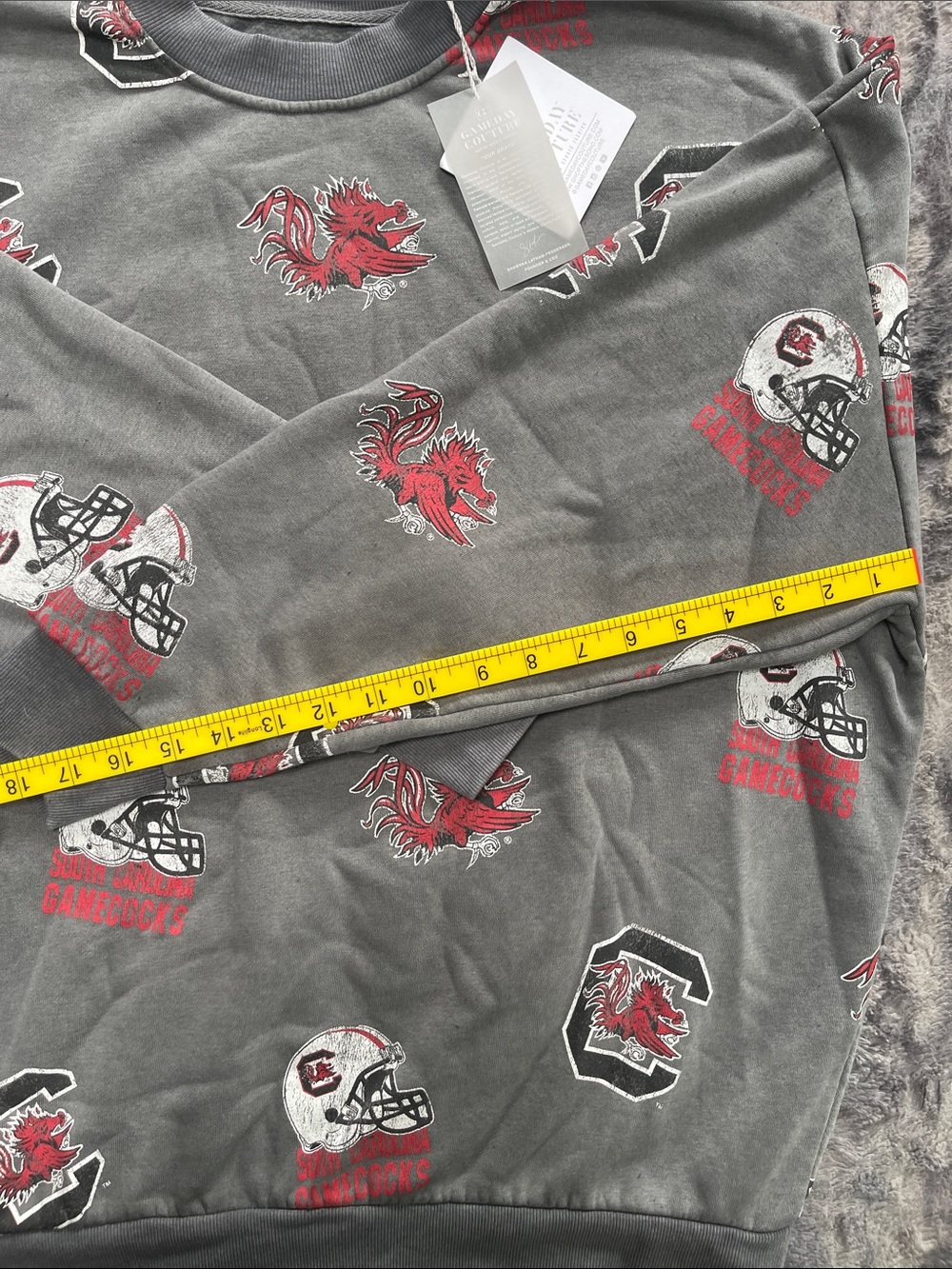 Game day Couture Gray South Carolina Gamecocks Allover Print Crewneck Sweatshirt - Picture 2 of 8